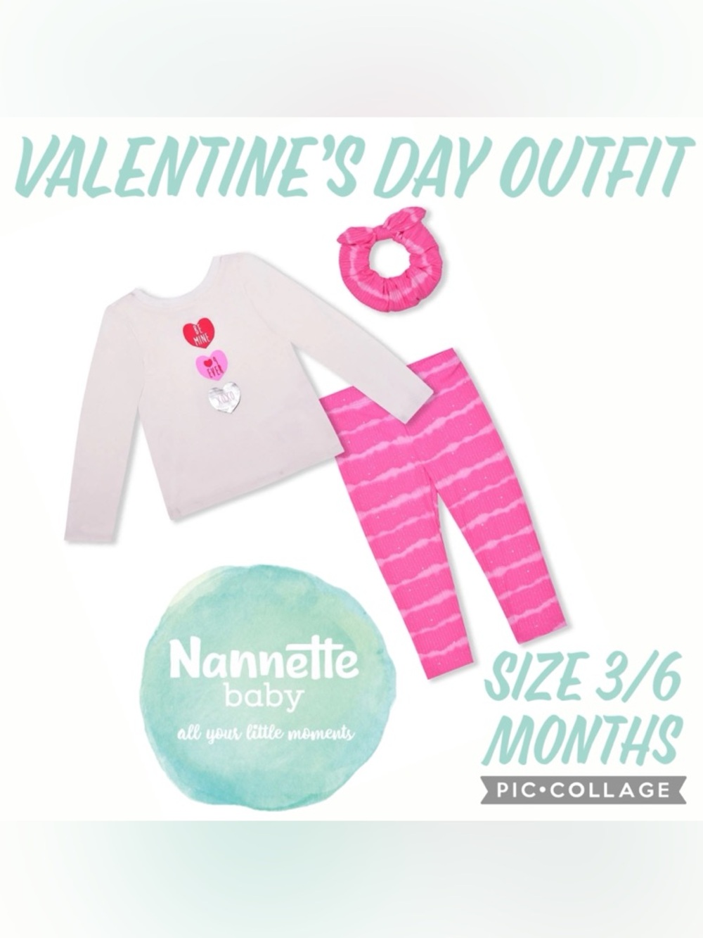 Nannette Baby Girls Valentines Day Long Sleeve Shirt Legging Set Size 3/6 Months